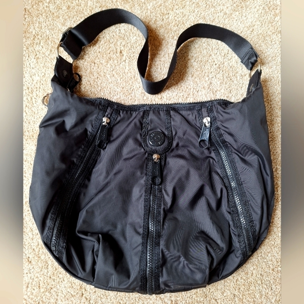 Kipling Nylon Crossbody/Shoulder Bag. Black with blue accents.